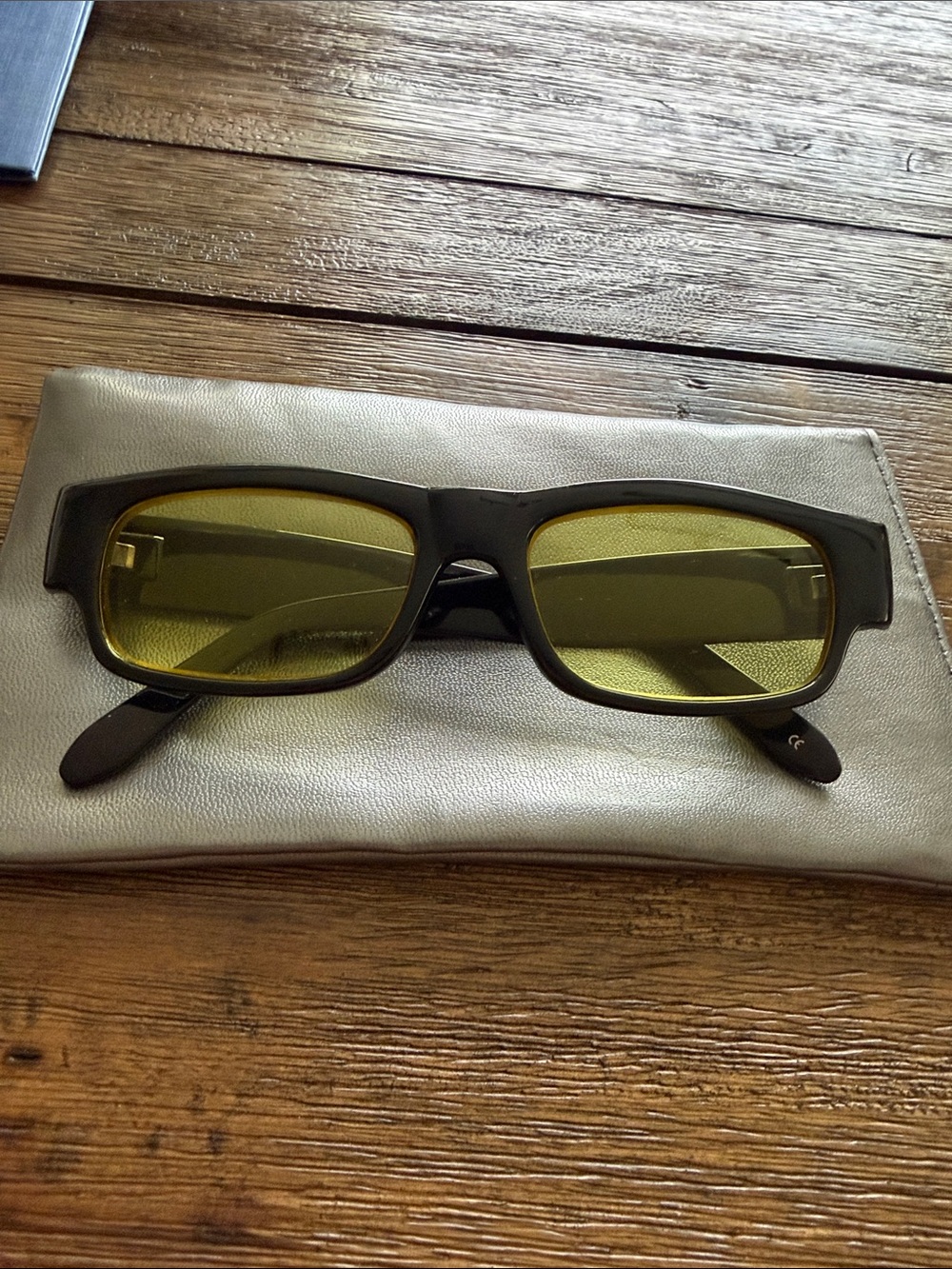 True vintage 1990’s Black Frame Glasses with Yellow Tinted Lenses - Picture 6 of 7